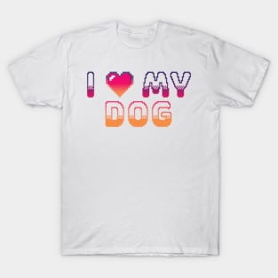 I Heart My Dog Classic Video Game Graphic Vibrant Gradient T-Shirt